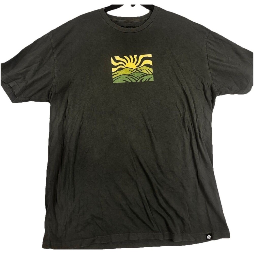 Into The AM Mountain Sun Graphic T Shirt Mens XL Green Nature Outdoor Tee